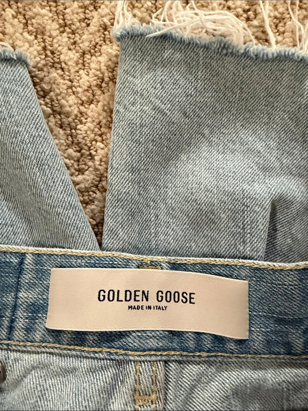 Golden Goose Light Blue Distressed Denim Shorts